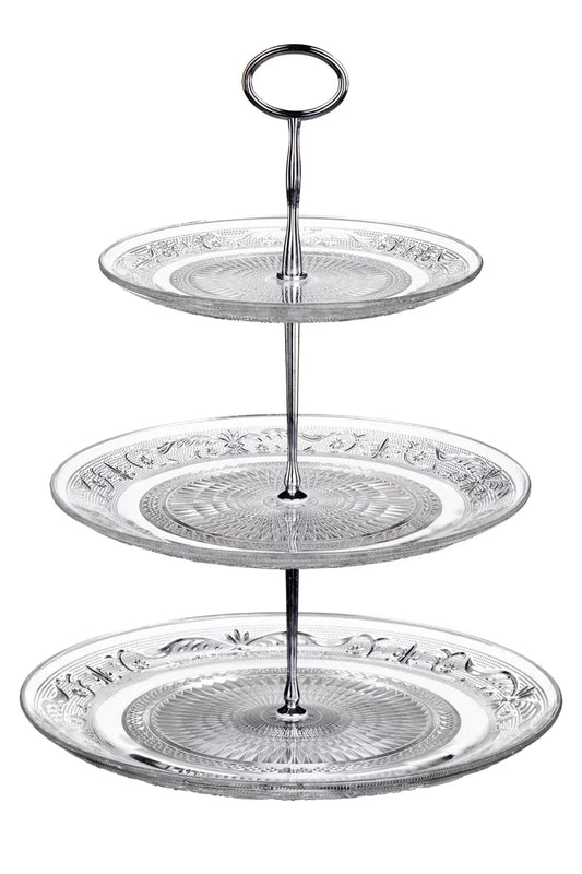 3 Tier Clear Glass Cake Stand