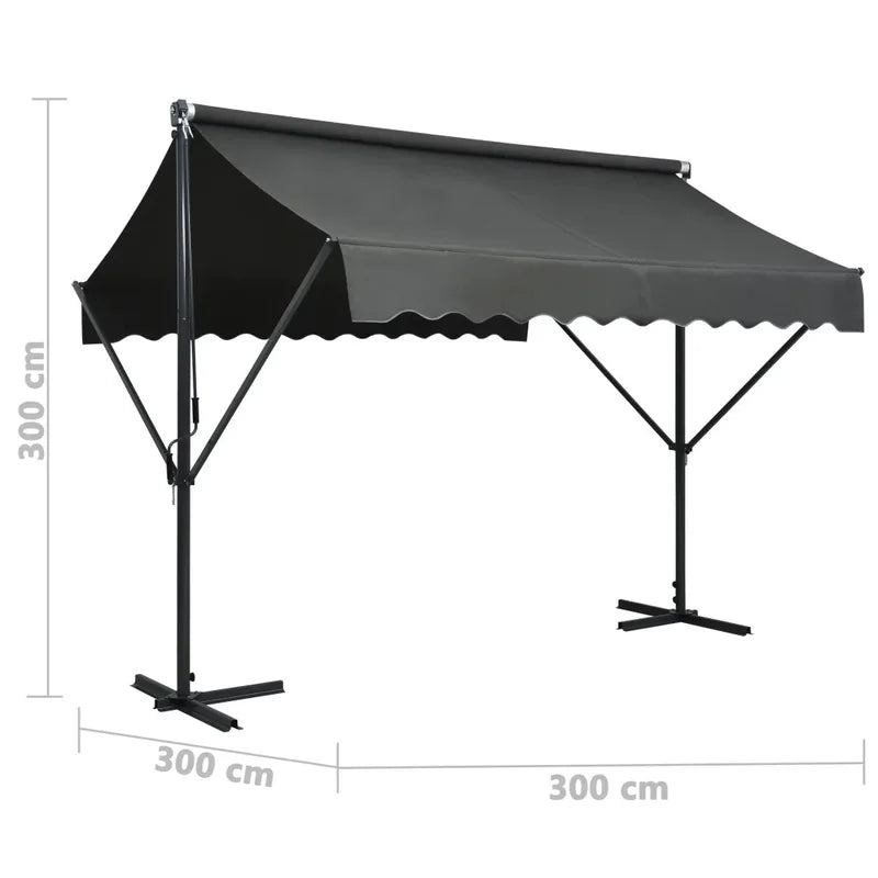 3Cm W X 3Cm D Fabric Anthracite Cover Retractable