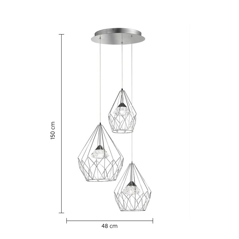 3 Light LED Spiral Pendant Ceiling Light with Different Shade Sizes