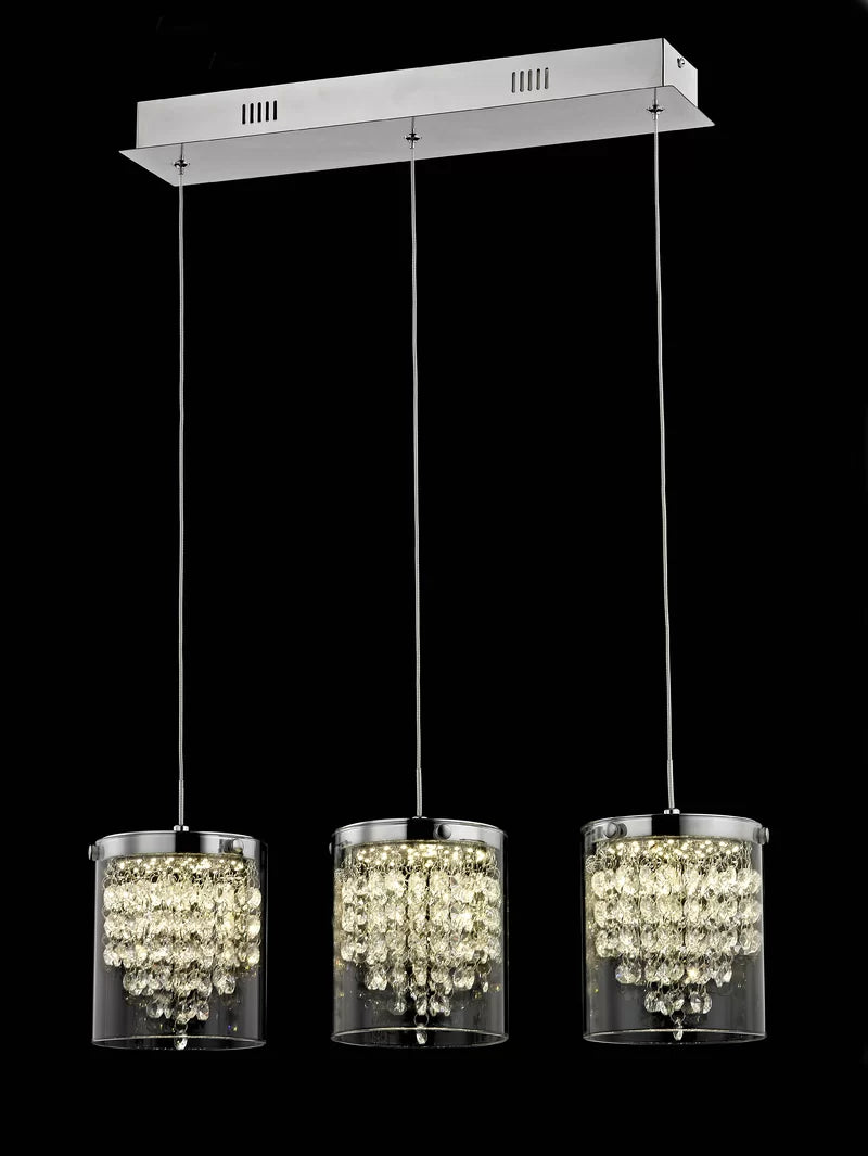 Zachery 3 - Light Chrome LED Kitchen Island Pendant