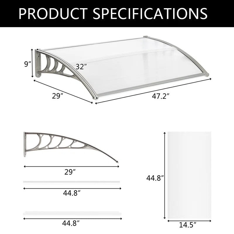 119.9Cm W X 73.7Cm D Plastic Cover Retractable Door / Window Awning