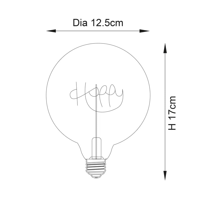 2W E27 ES G125 Amber Globe LED Non-Dimmable Bulb - 130Lm 2000K Warm White