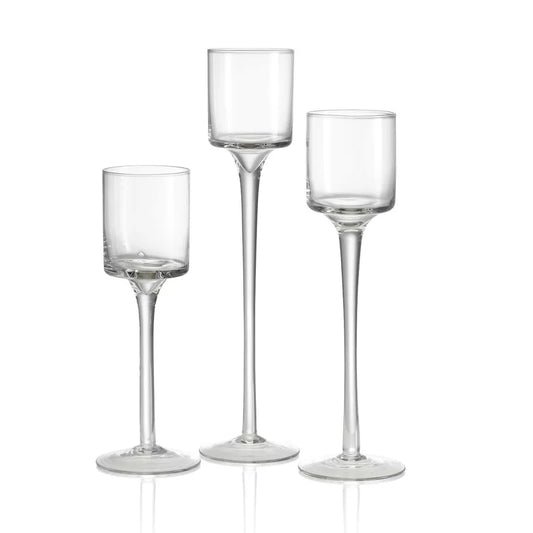 3 Piece Glass Candlestick Set