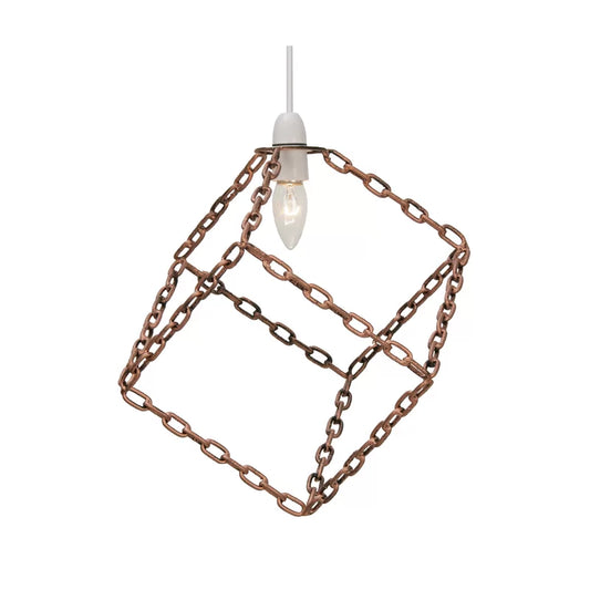 36Cm H X 33Cm W Metal Square Pendant Shade ( Screw on ) in Copper