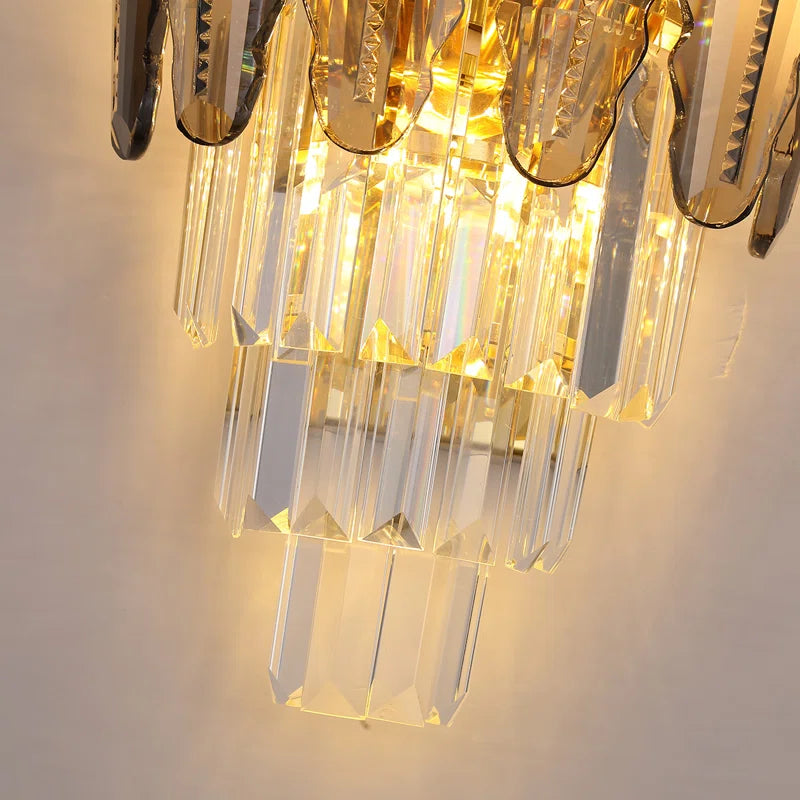 3 - Light Dimmable Crystal Flush Mounted Sconce