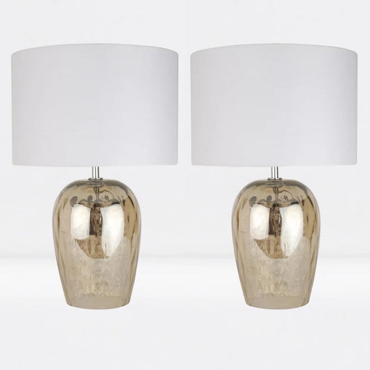 Yamaguchi 42Cm Clear Champagne Glass Table Lamp Set