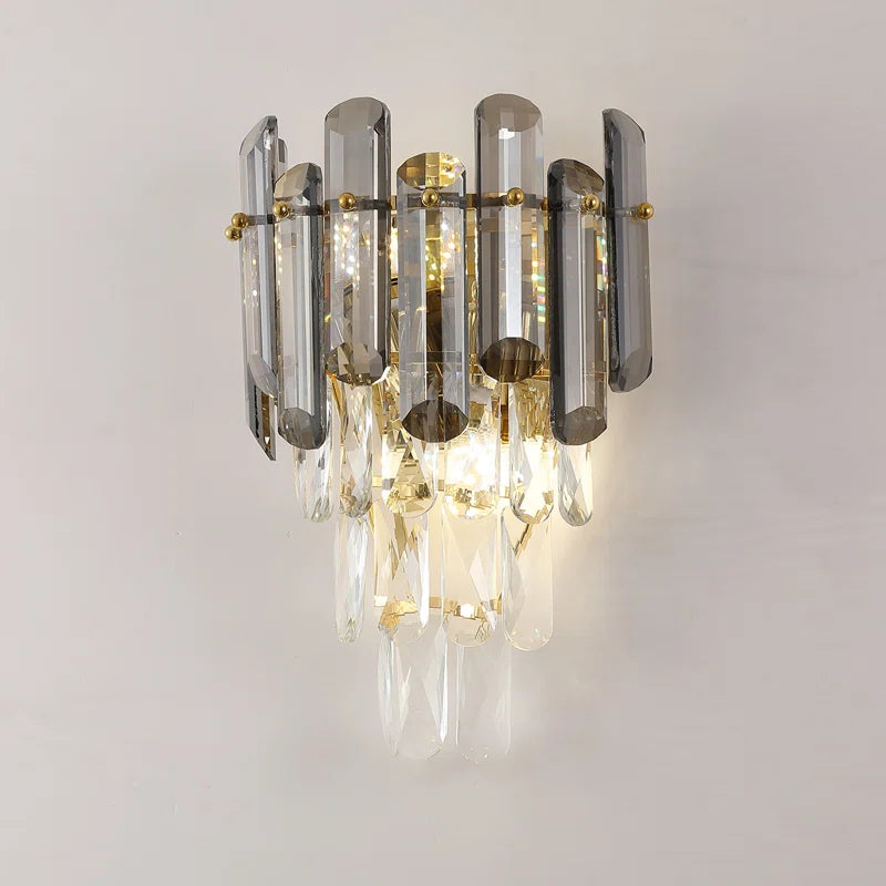 2 - Light Dimmable Crystal Flush Mounted Sconce