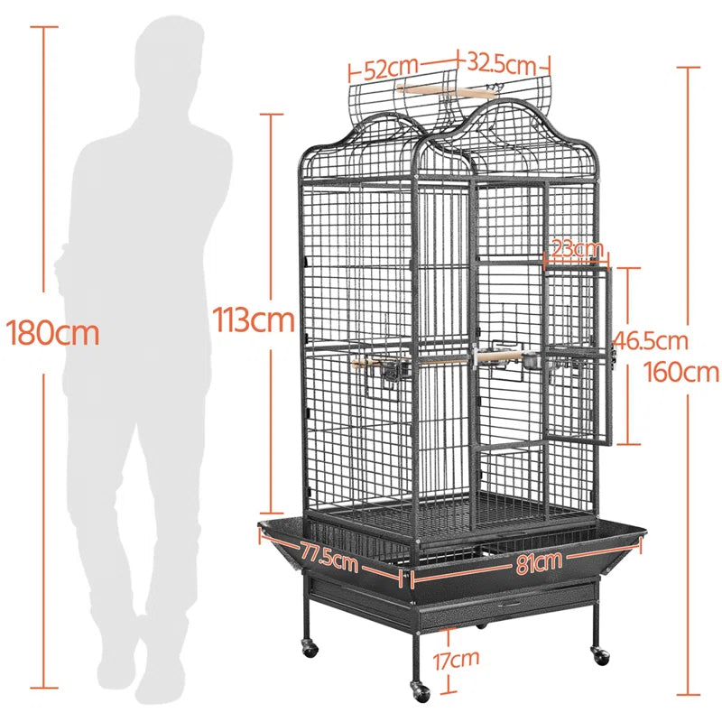 160Cm Iron Play Top Floor Bird Cage with Wheels