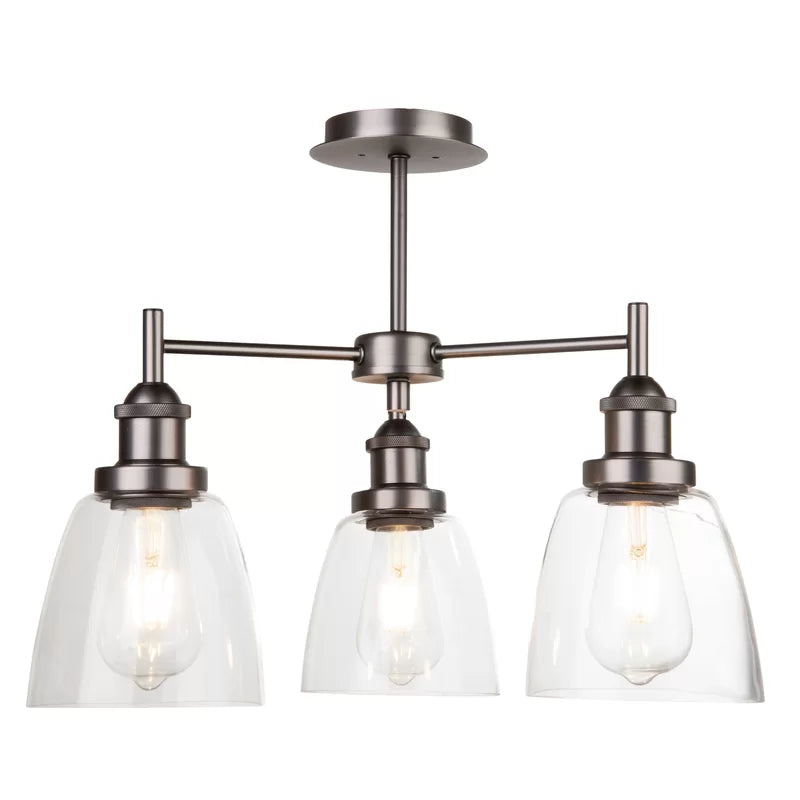 Wayland 3 - Light Industrial Style Modern Semi Flush Mount Ceiling Light