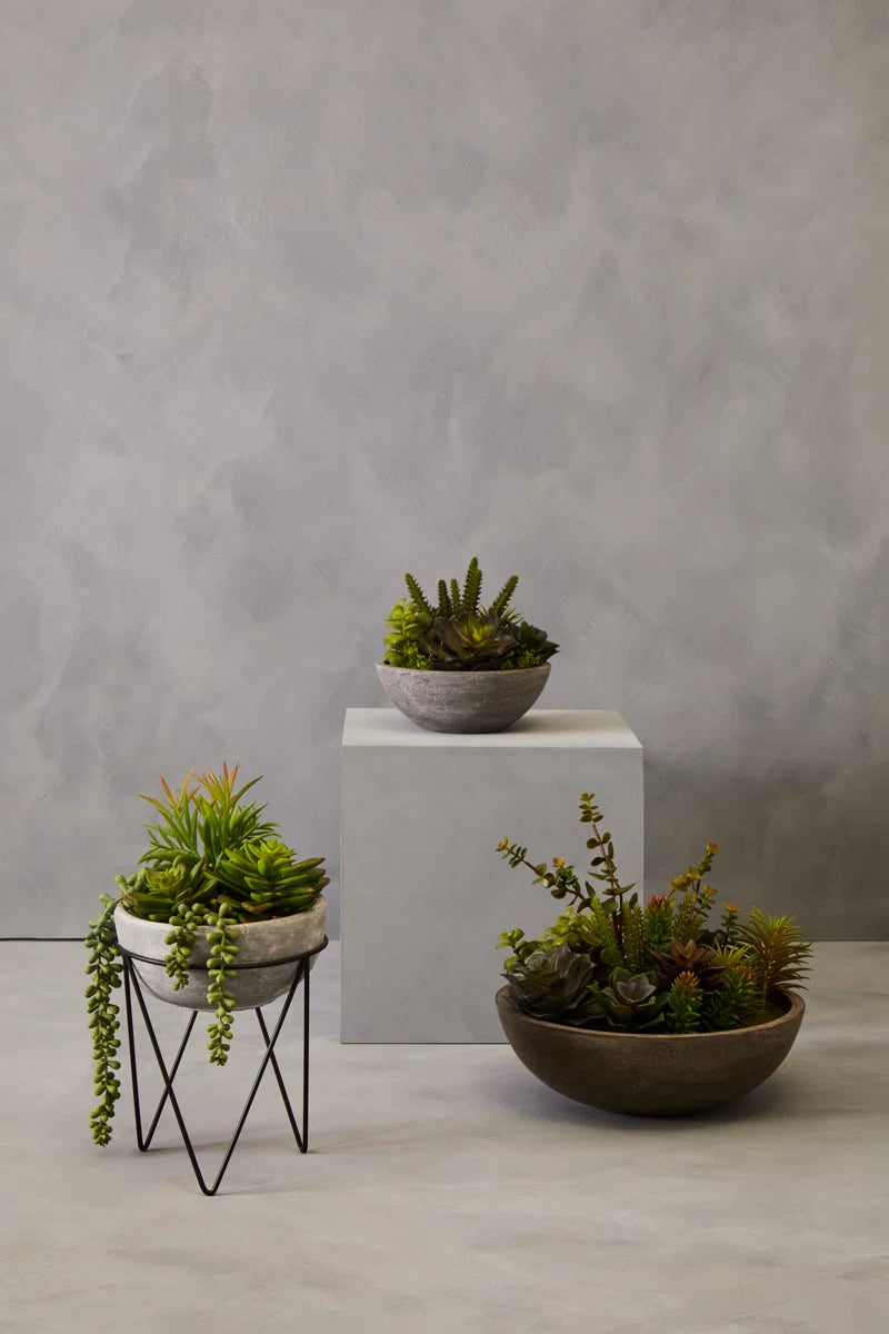 36Cm Faux Succulent Plant in Stone Planter