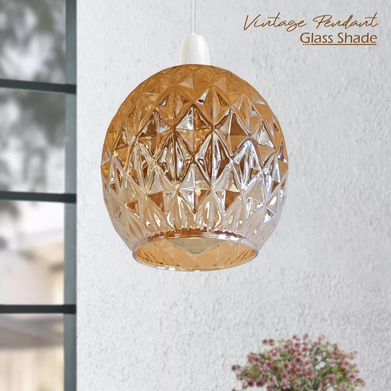 15Cm H Metal Dome Lamp Shade ( Screw on ) Amber