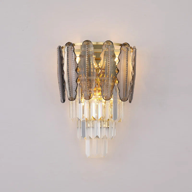 3 - Light Dimmable Crystal Flush Mounted Sconce