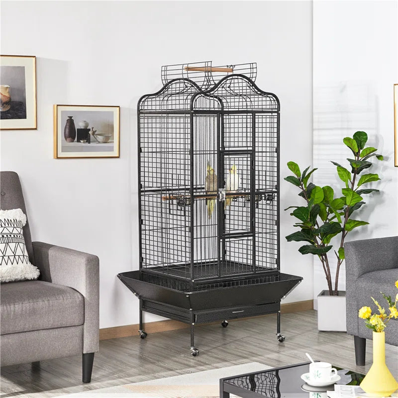 160Cm Iron Play Top Floor Bird Cage with Wheels