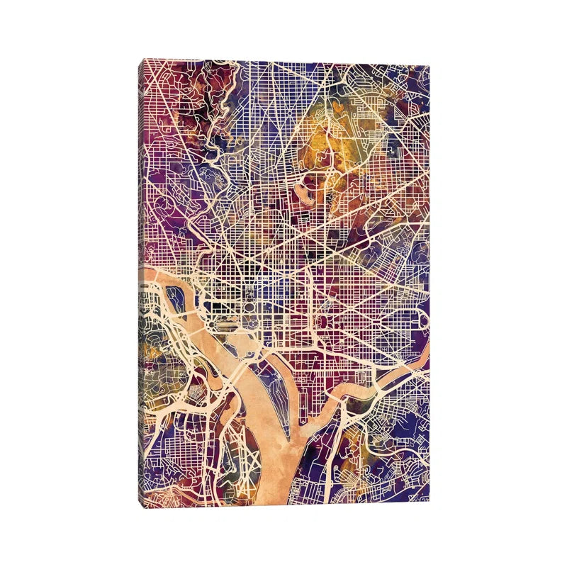 Washington DC Street Map II by Michael Tompsett - Wrapped Canvas Gallery-Wrapped Canvas Giclée