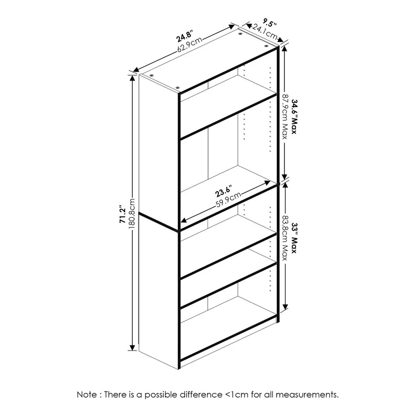 180.8Cm H X 62.9Cm W Standard Bookcase