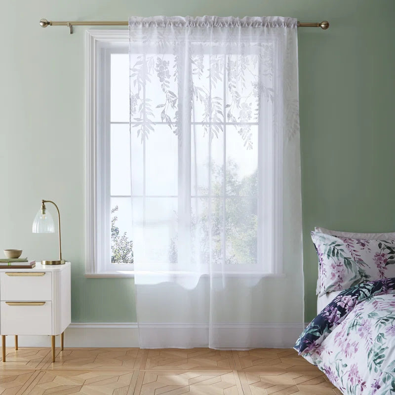 Wisteria Floral Voile Curtain Panel