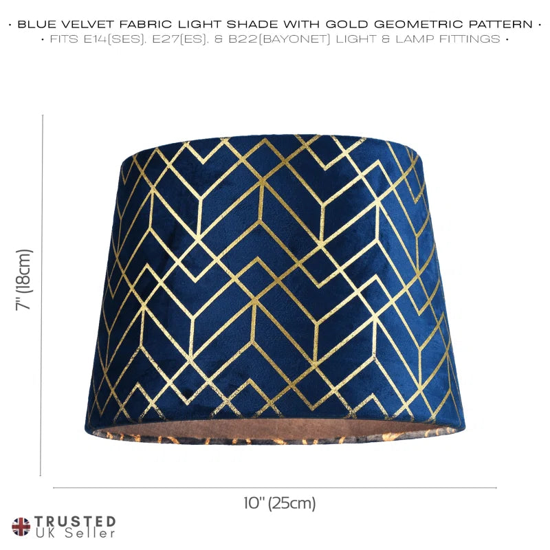 18Cm H Velvet Drum Lamp Shade ( Screw on ) Navy