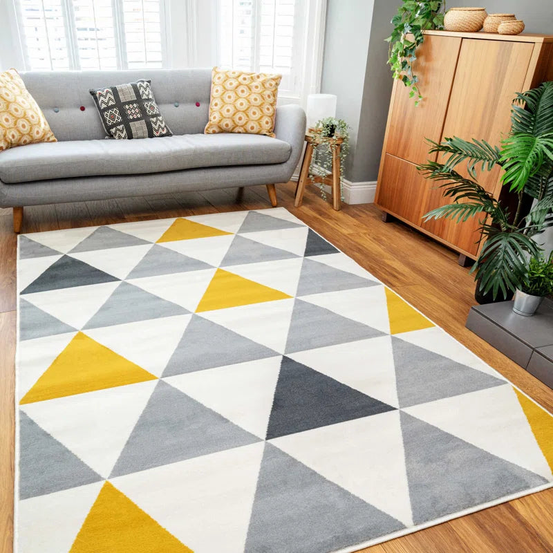 Zhora Tufted Ochre Grey Geometric Rug