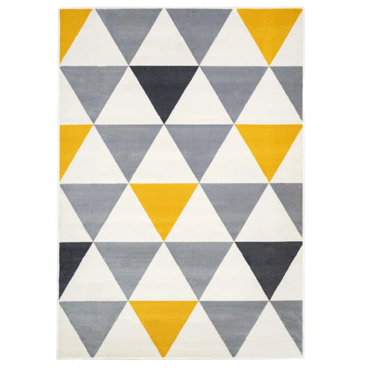 Zhora Tufted Ochre Grey Geometric Rug