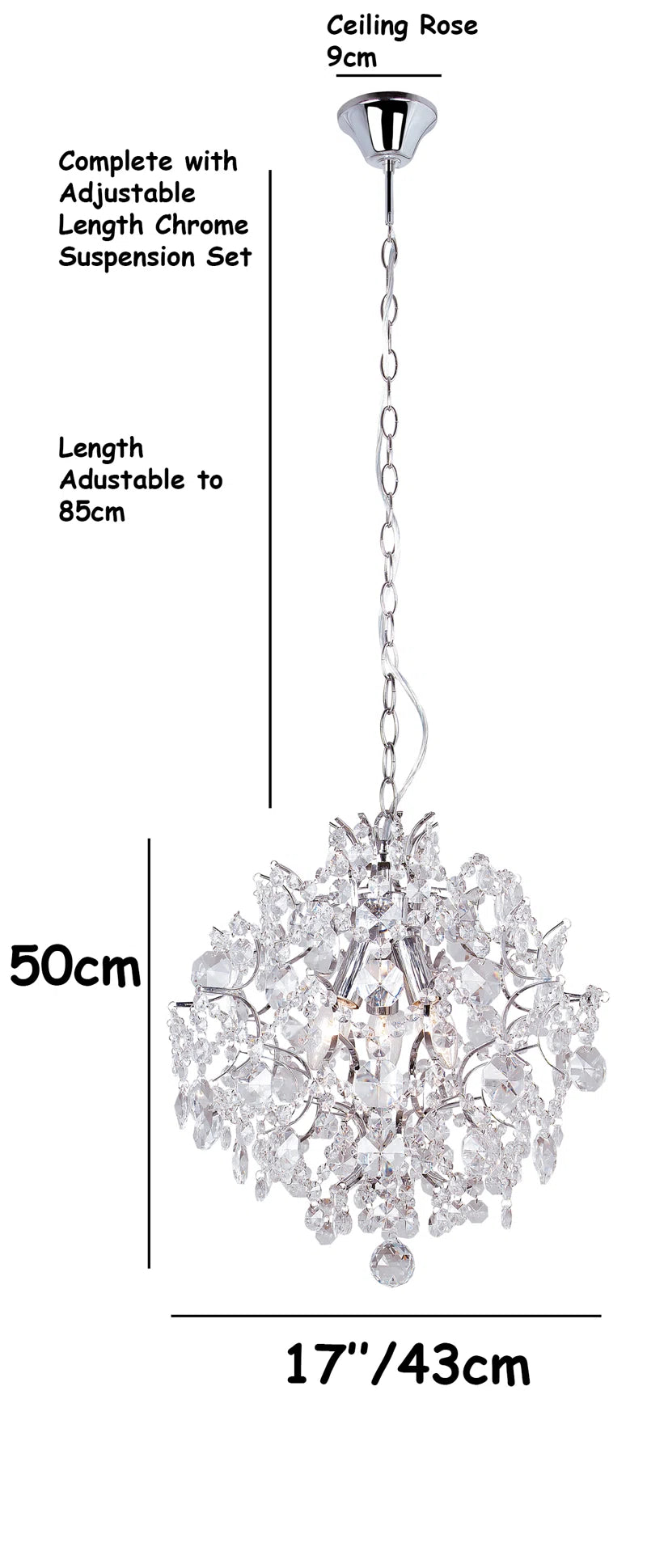 3-Light Crystal Chandelier