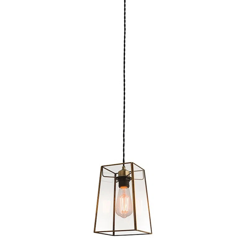 24Cm H X 16Cm W Glass Square Pendant Shade ( Uno ) in Gold