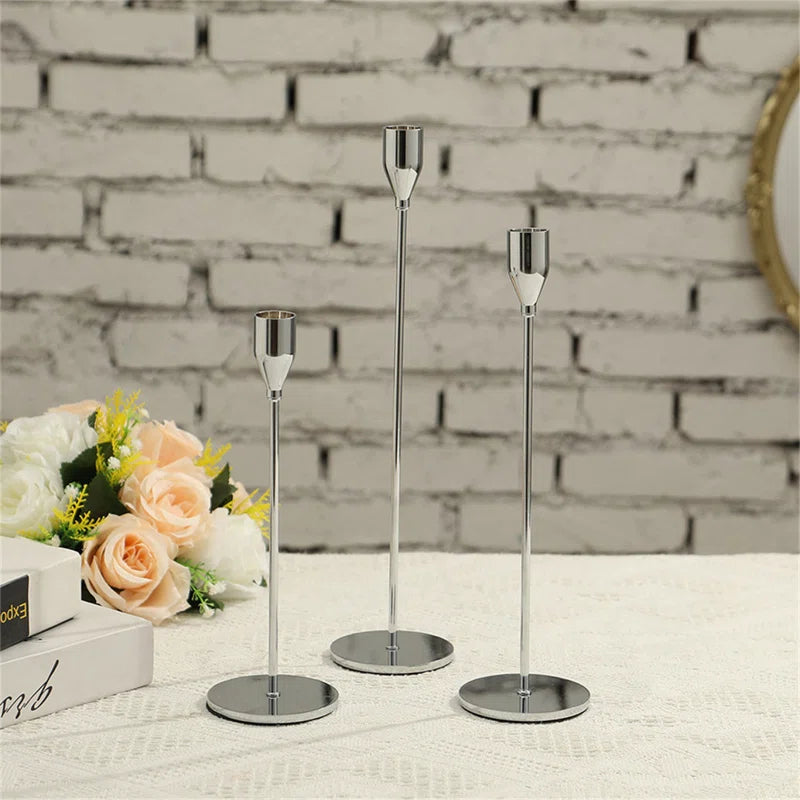 3 Piece Metal Tabletop Candlestick Holders