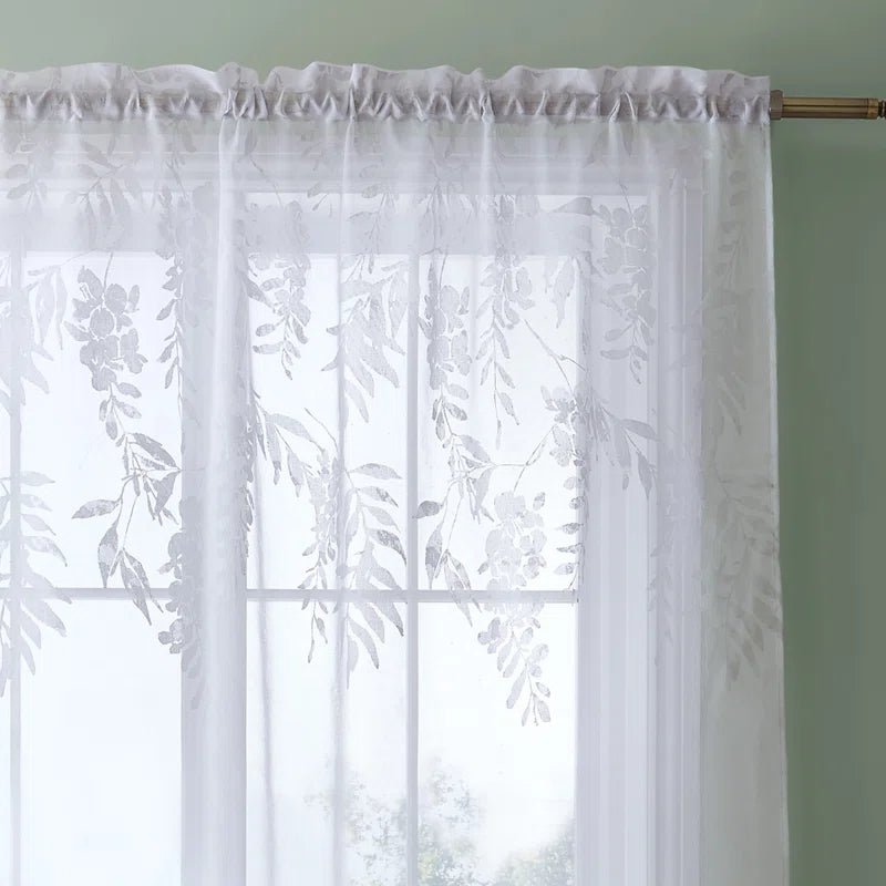 Wisteria Floral Voile Curtain Panel