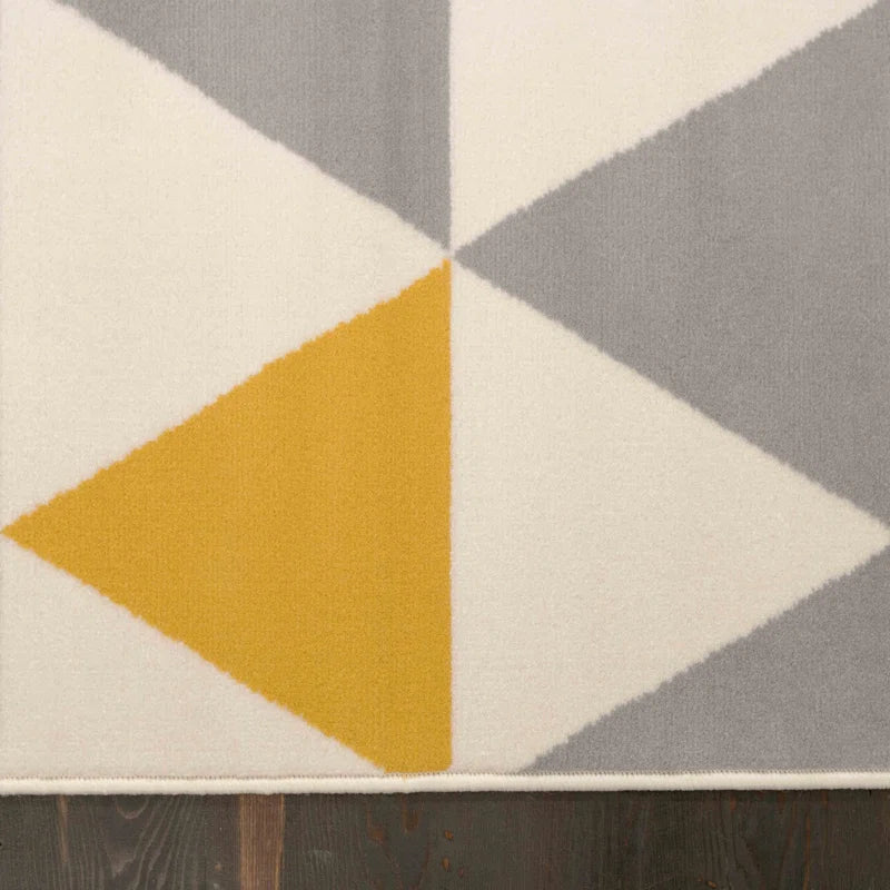 Zhora Tufted Ochre Grey Geometric Rug