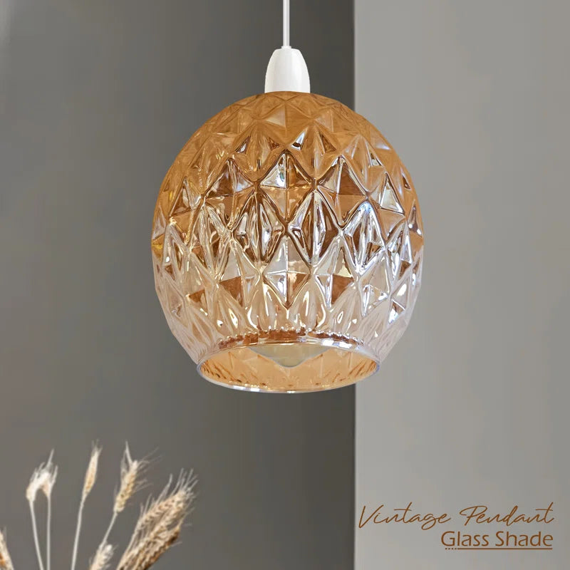 15Cm H Metal Dome Lamp Shade ( Screw on ) Amber