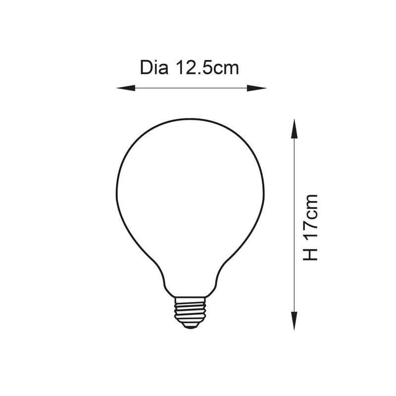 12W E27 ES G125 Opal Globe LED Dimmable Bulb - 1400Lm 3000K Warm White