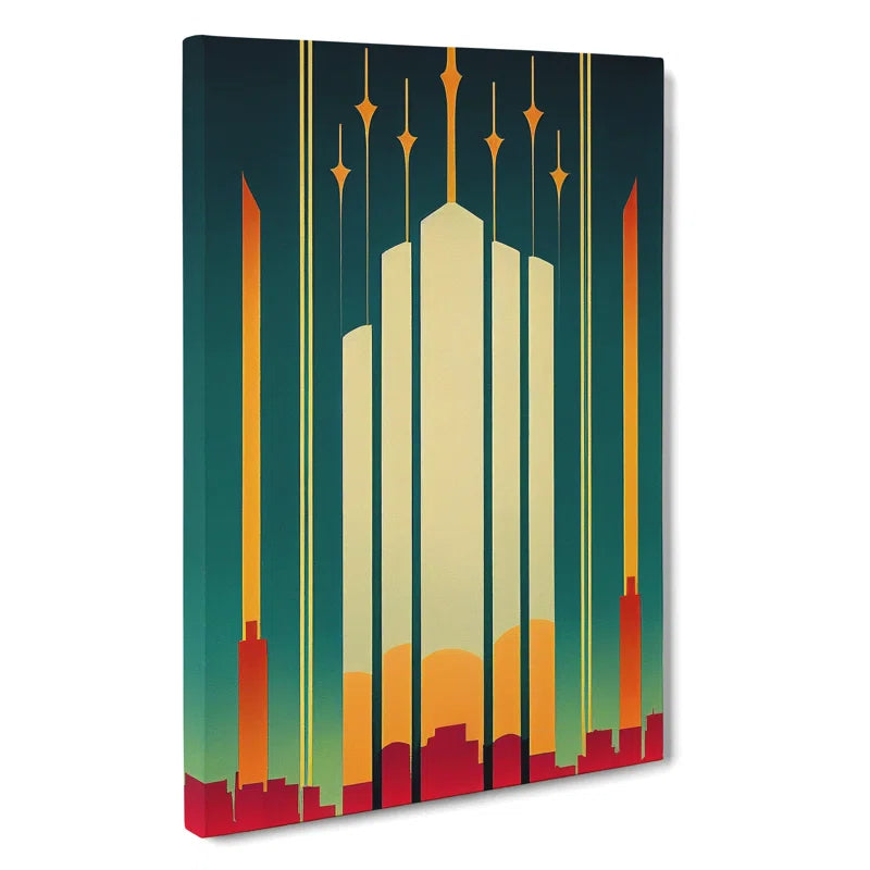 XC1022-1417X City Skyline in Art Deco No.3 - Wrapped Canvas Print