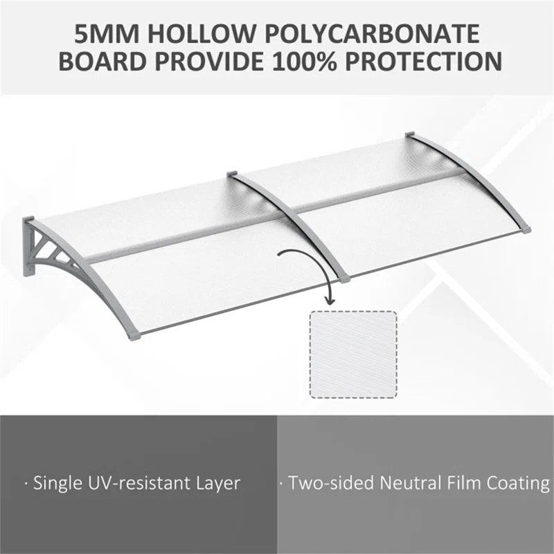 200Cm W X 80Cm D Plastic Grey Cover Retractable Patio Awning