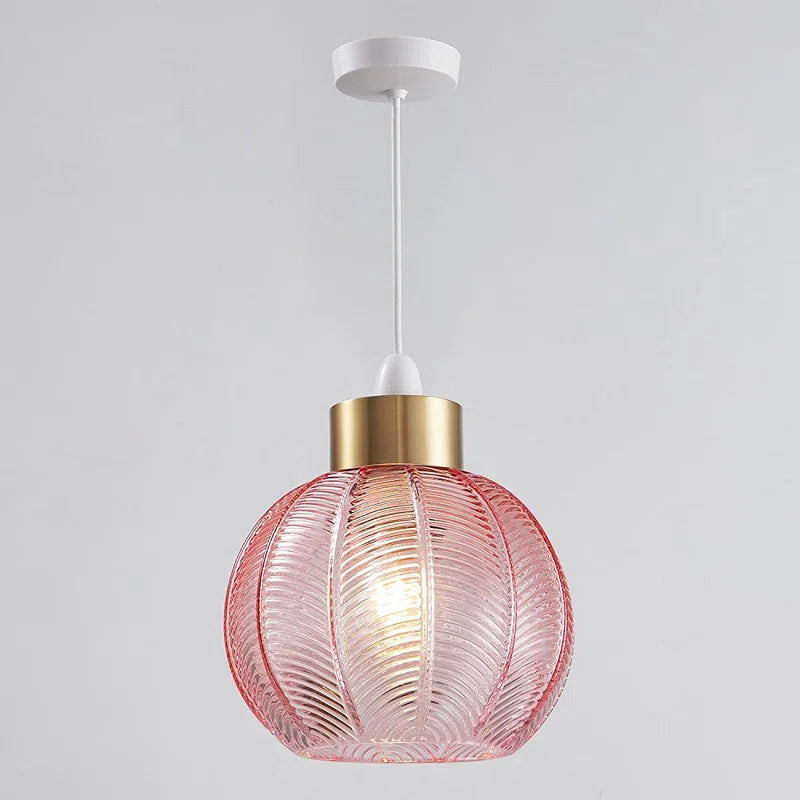 21Cm H Glass Bowl Pendant Shade ( Screw on ) in Pink