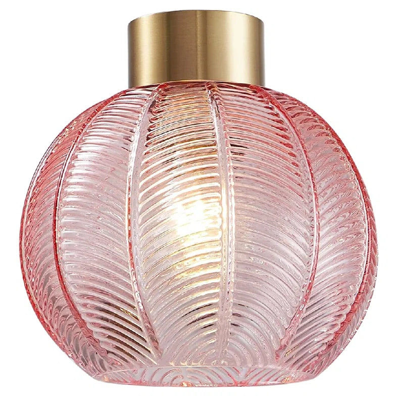 21Cm H Glass Bowl Pendant Shade ( Screw on ) in Pink