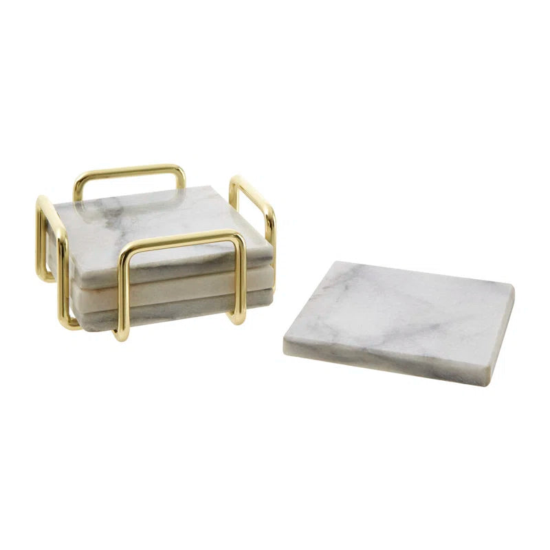 White Marble / Brass Coaster