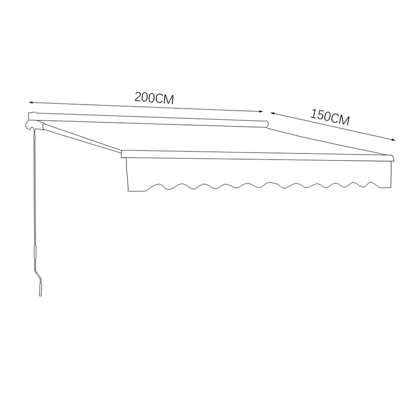 200Cm W X 150Cm D Fabric Cover Retractable Patio Awning