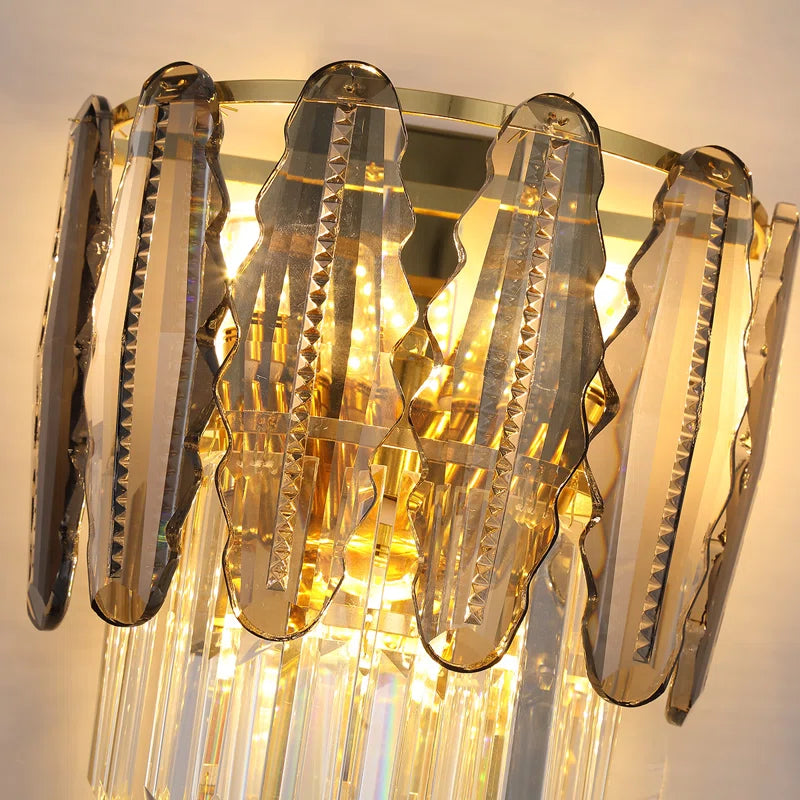 3 - Light Dimmable Crystal Flush Mounted Sconce