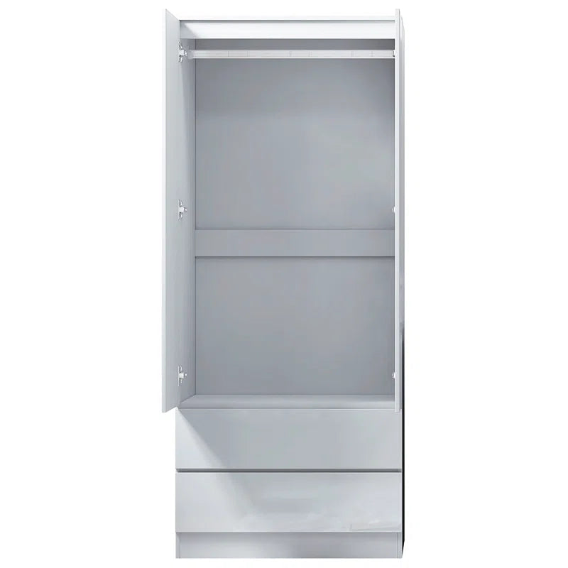 Warren 2 Door 2 Drawer Combi Wardrobe - Matt White Finish, Gloss Doors, Soft-Close Hinges, Scratch-Resistant