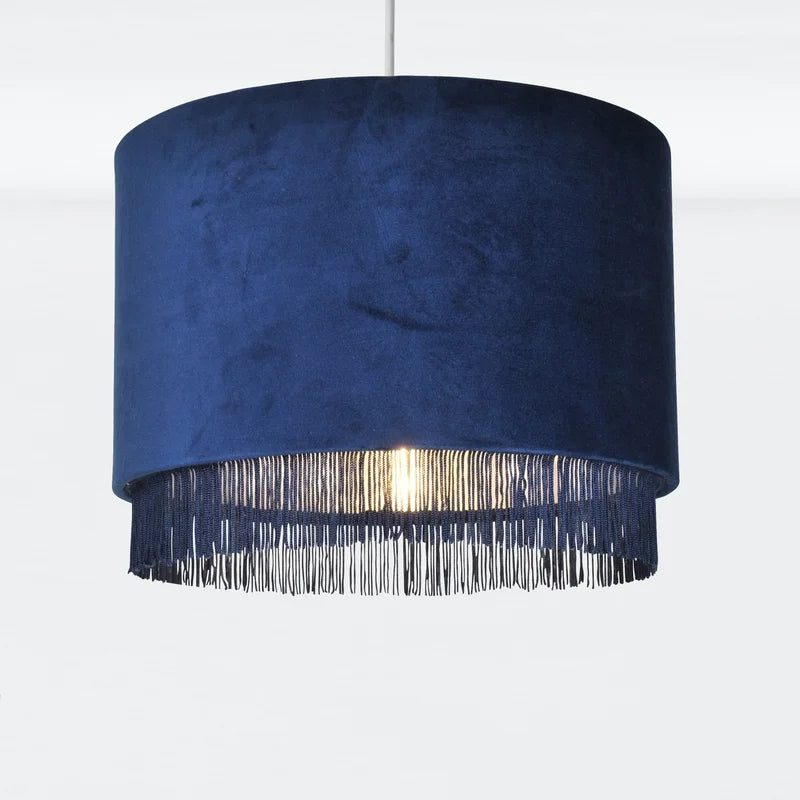 23Cm H X 30Cm W Velvet Drum Pendant Shade