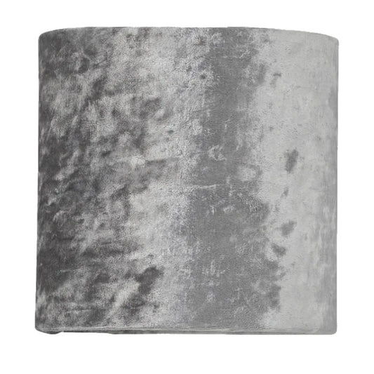 15Cm H Velvet Drum Lamp Shade ( Uno ) in Grey